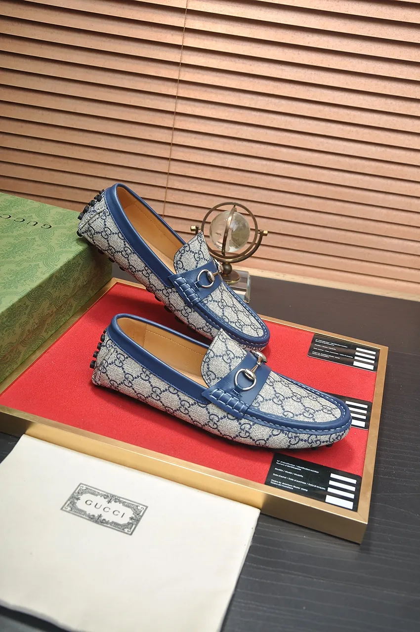 Men's Men's Shoes💰420💶【GUCCI】 (High-end Niuli) New 🍀Gucci*——Gucci Doudou Shoes! Made of imported original cowhide, the inner top layer is comfortable cowhide lining! Original wear-resistant rubber outsole! High quality products! Code number 38-44!